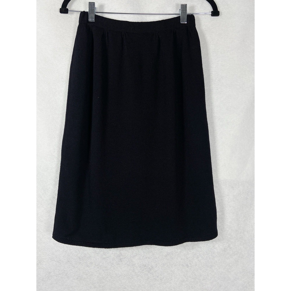 St. John Sports Knit Skirt Women's 4 Black Pull On Soft Girl Coquette Wool